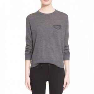 VGUC The Kooples grey knit long sleeve sweater with chain and black trim pocket